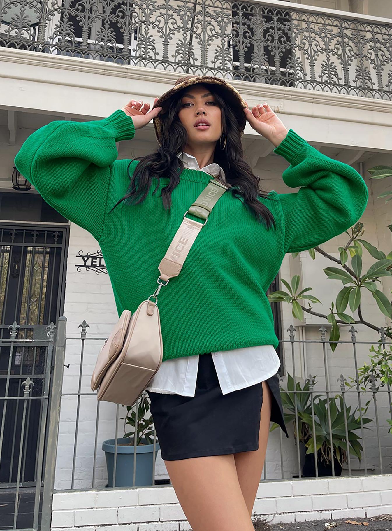 Harmony Balloon Sleeve Knit Sweater Green
