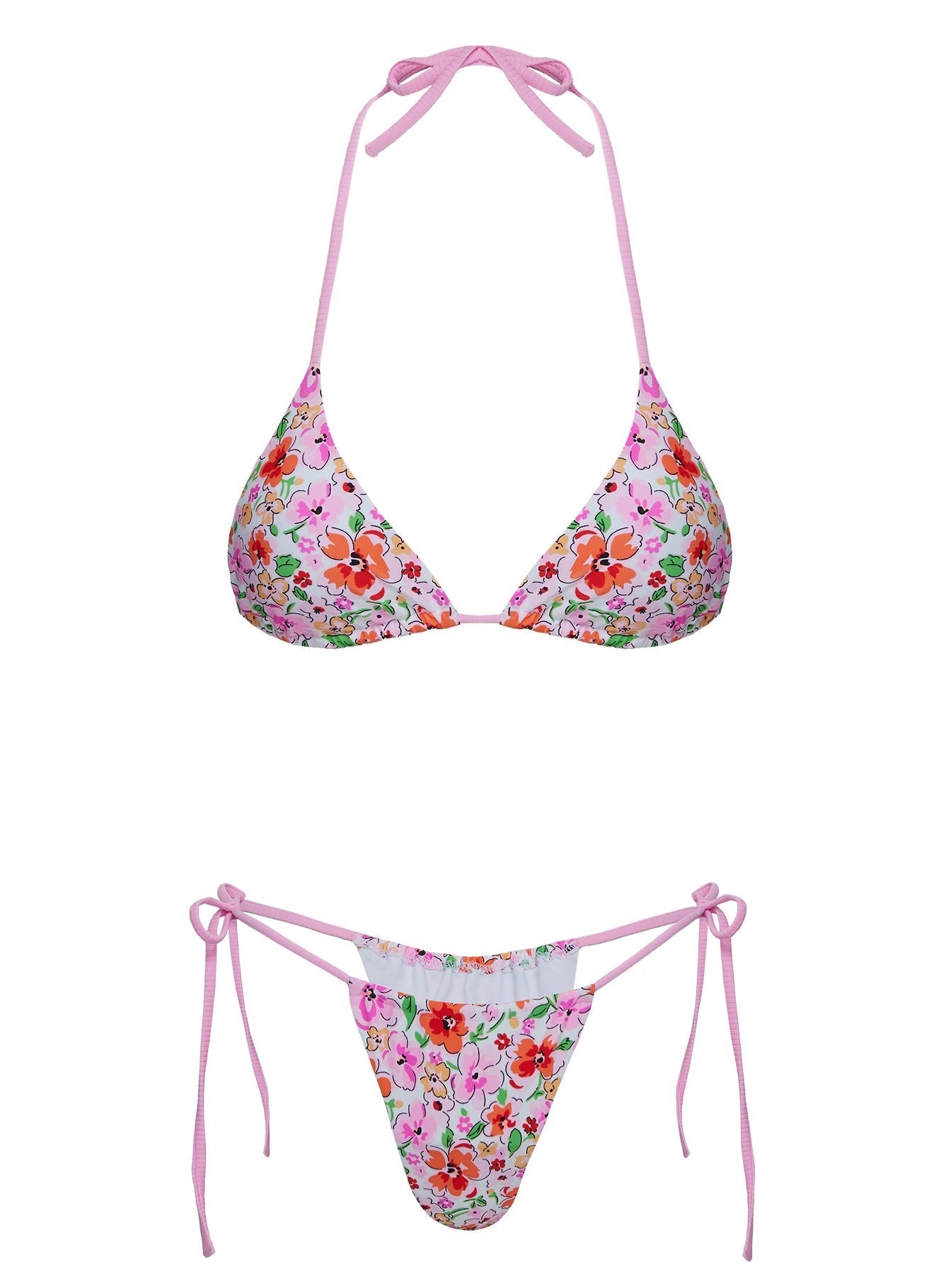 Jenner Triangle Bikini Top Pink Floral Multi