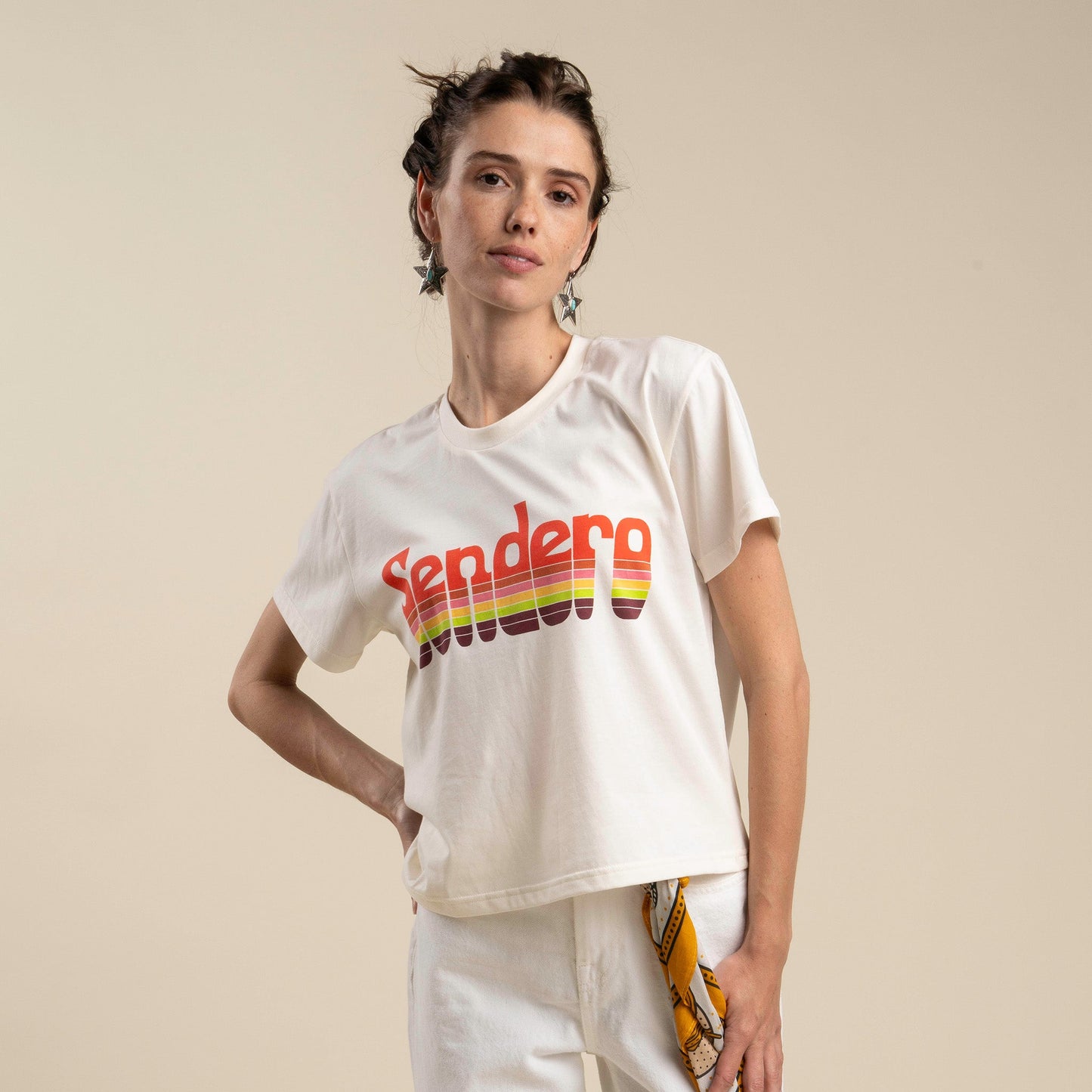 Retro Logo Boxy Tee - Vintage White/Purple Print