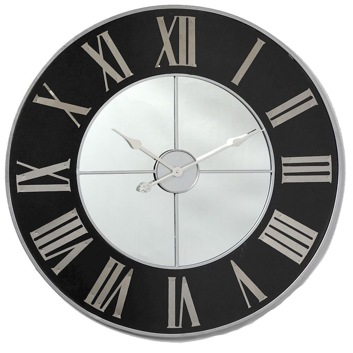 Large Clock Black & Silver 80cm - Clearance-Renaissance Design Studio