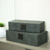 Luxury grey jewellery box with gunmetal handle set of 2 reduced-Renaissance Design Studio