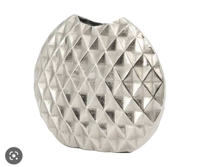 Silver geometric vase oval large-Renaissance Design Studio