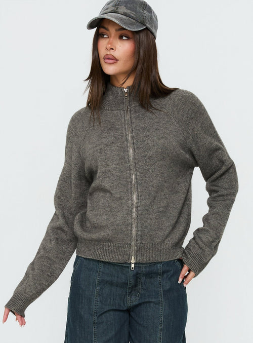 Kaylei Zip Through Cardigan Charcoal