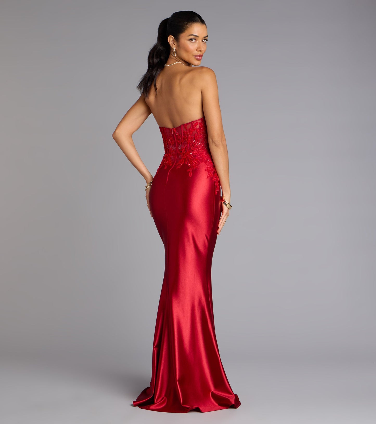 Valeria Satin Lace Corset Mermaid Formal Dress