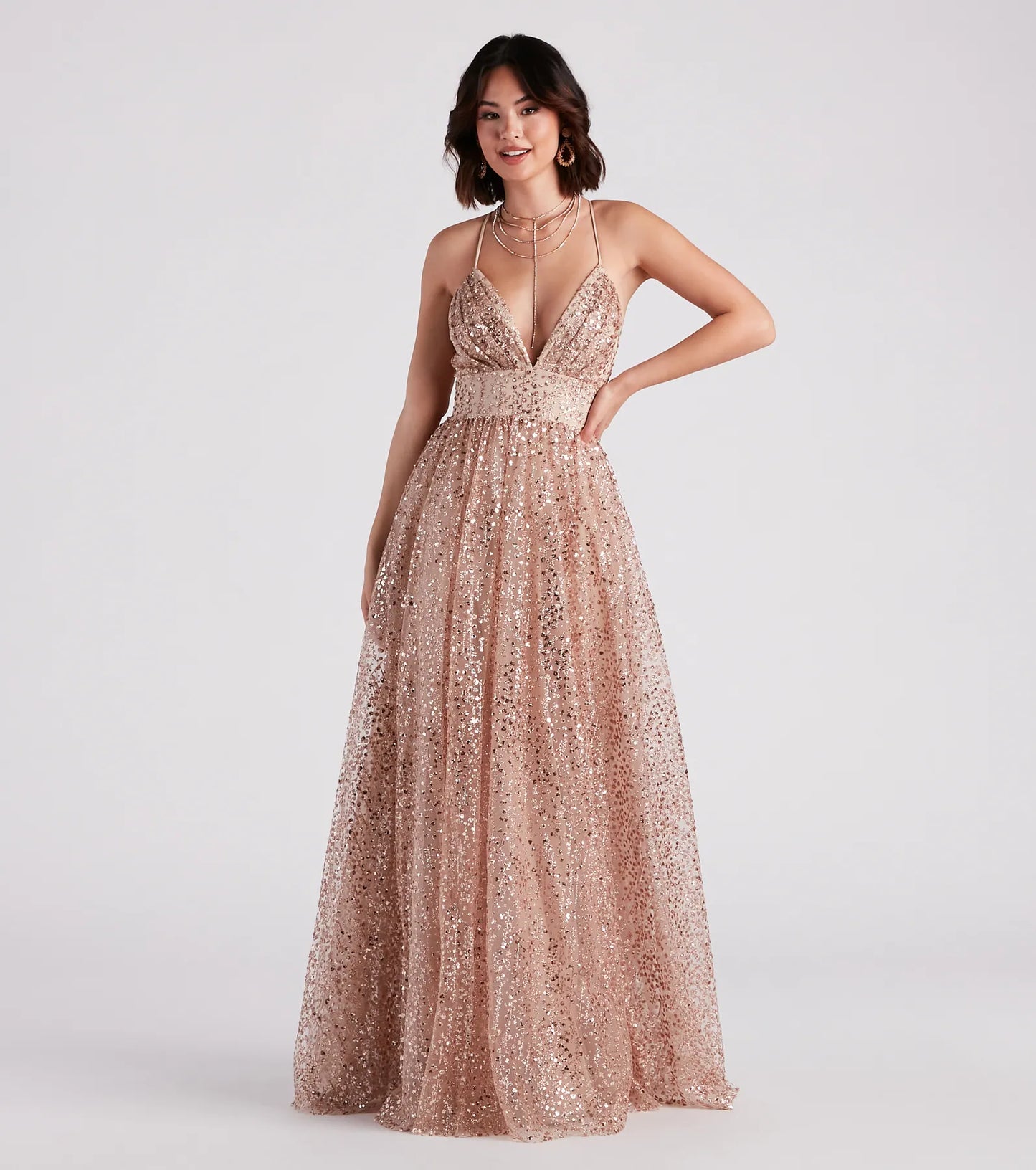 Stacy Glitter Sequin Tulle Ball Gown