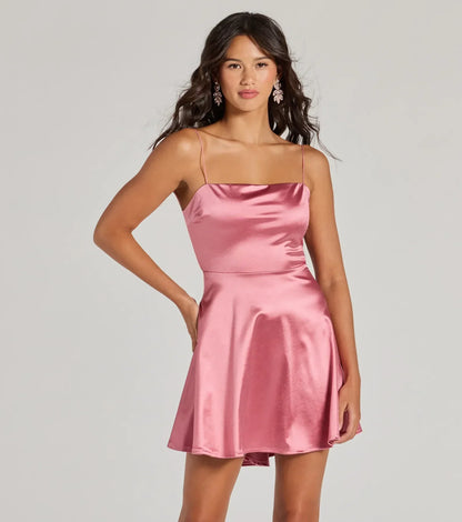 Grand Exit Satin Skater Dress