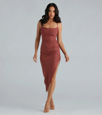 Shimmering Beauty Glitter Knit Midi Dress