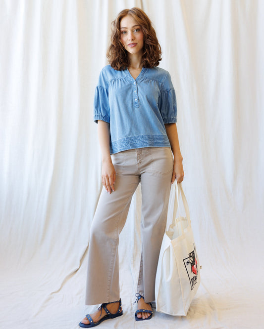High-Rise Wide Leg Ankle Front Yoke