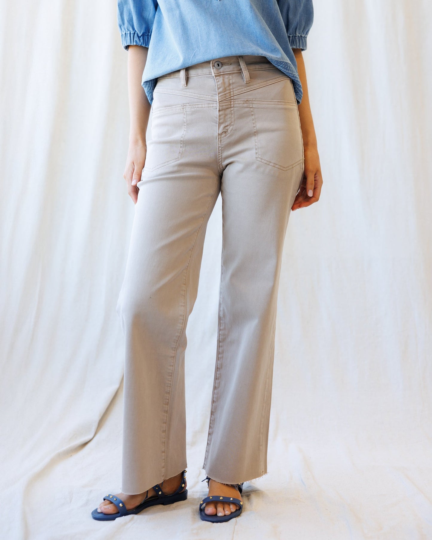 High-Rise Wide Leg Ankle Front Yoke