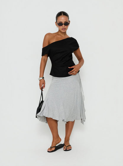 Seasons Change Relaxed Off Shoulder Top Black