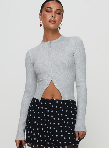Suzu Long Sleeve Knit Top Grey