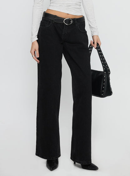 Ellanor Low Rise Straight Leg Jeans Washed Black Petite