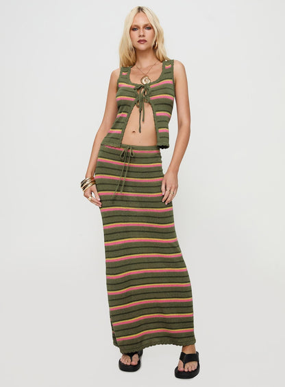 Giulia Knit Maxi Skirt Green Multi