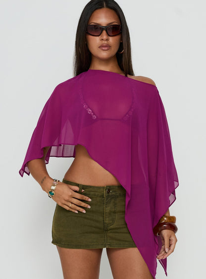 Mairelle Sheer Poncho Plum