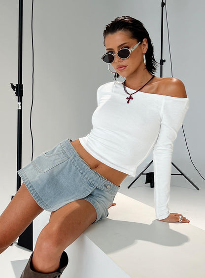 Down For The Ride Denim Skort Light Wash