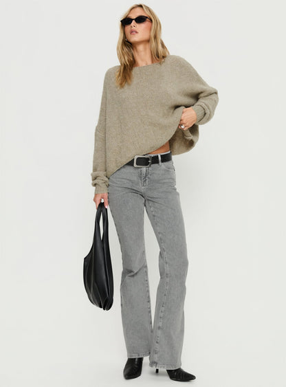 Magic Mirror Mid Rise Bootleg Jeans Washed Grey
