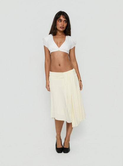 Iselda Draped Midi Skirt Cream