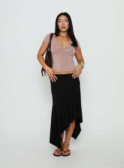 Cordie V Neck Button Top Concrete