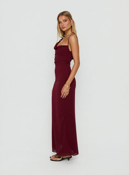 Laurisa Draped Maxi Dress Wine