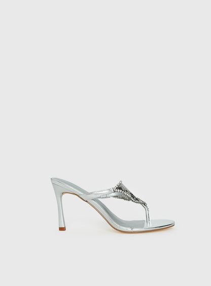 Miss You More Glitter Mesh Heels Silver