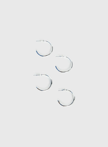 Lahna Hoop Earring Pack Silver