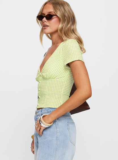 Isolda Top Green Gingham