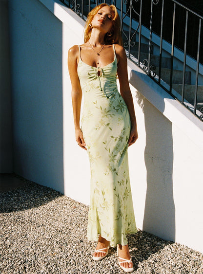 Lauraline Maxi Dress Green / Floral Petite