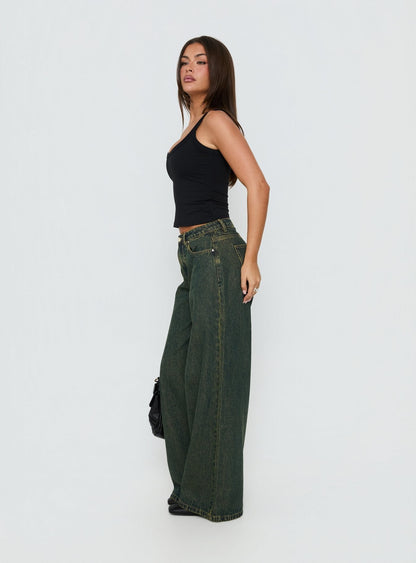 Naylor Mid Rise Wide Leg Jeans Grunge Wash