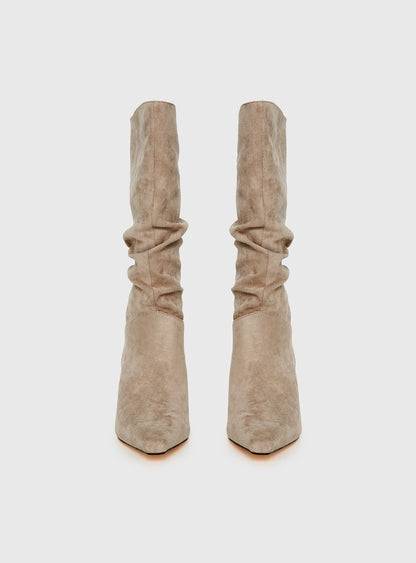 Such A Charmer Faux Suede Scrunch Boot Taupe