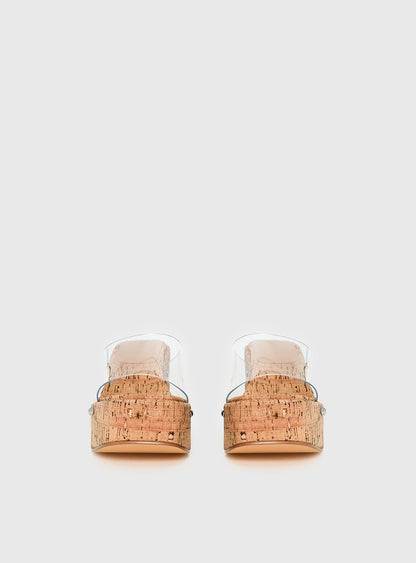 Pale Moonlight Platform Heels Cork / Clear