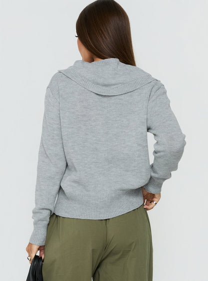 Pippy Scarf Tie Sweater Light Grey