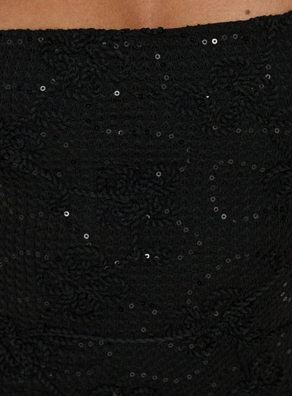 Yesemina Strapless Sequin Mini Dress Black
