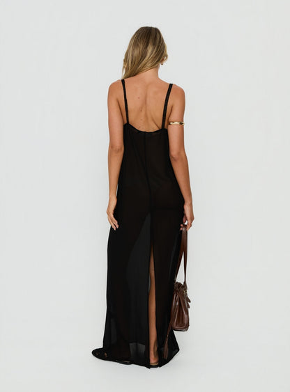 Glacial Sheer Maxi Dress Noir