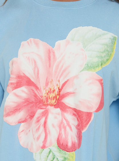 Floral Daydream Oversized Graphic Tee Washed Blue