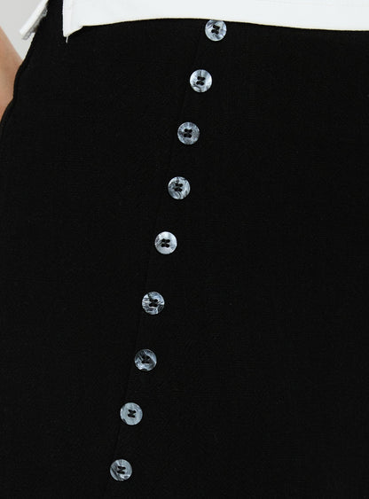 Leonelle Asymmetrical Button Mini Skirt Black