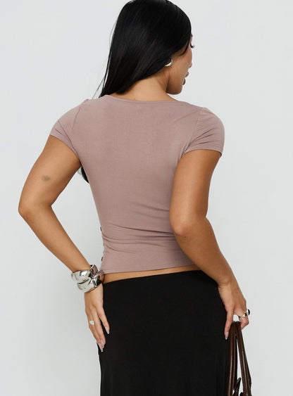 Cordie V Neck Button Top Concrete