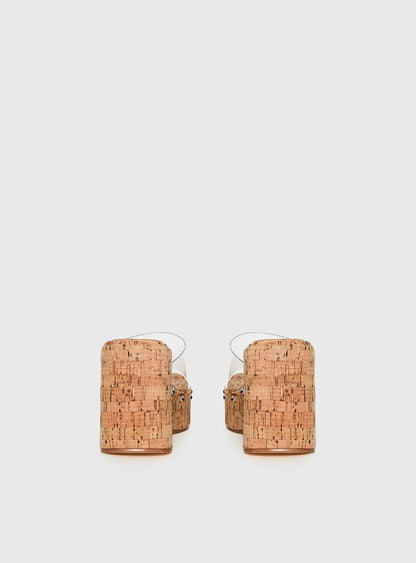 Pale Moonlight Platform Heels Cork / Clear