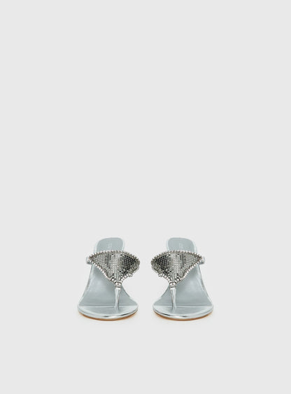 Miss You More Glitter Mesh Heels Silver