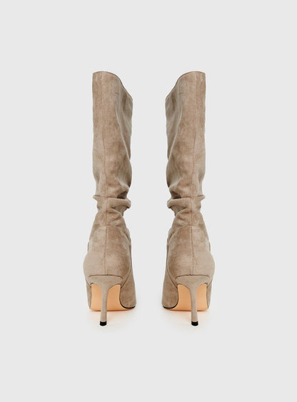 Such A Charmer Faux Suede Scrunch Boot Taupe