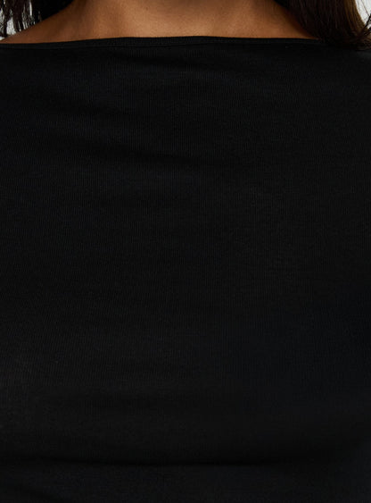 Long Weekends Semi-Sheer Long Sleeve Top Black