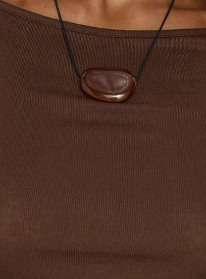 Long Weekends Semi-Sheer Long Sleeve Top Brown