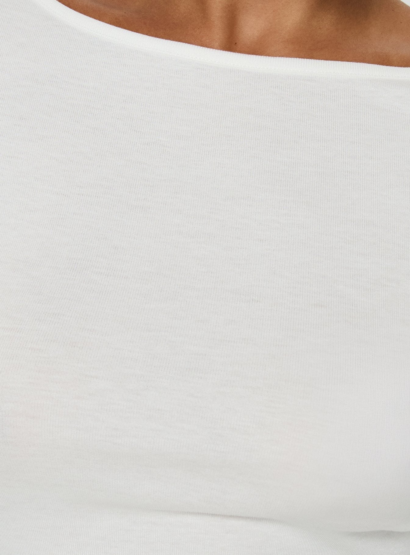 Long Weekends Semi-Sheer Long Sleeve Top White