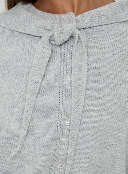 Pippy Scarf Tie Sweater Light Grey