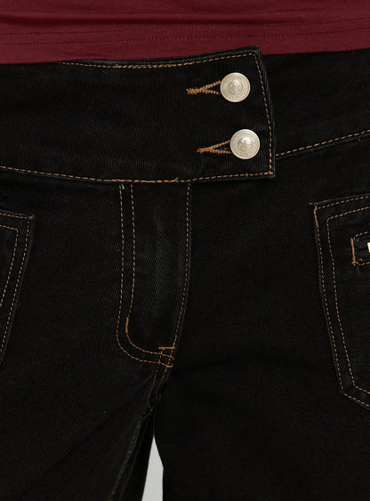 Unwritten Mid Rise Wide Leg Jeans Washed Black