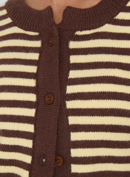 Melancholia Cardigan Brown / Lemon Stripe