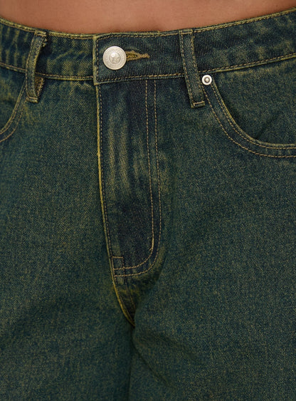 Naylor Mid Rise Wide Leg Jeans Grunge Wash