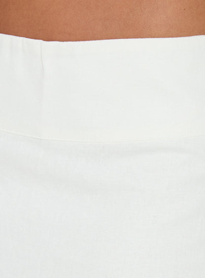 Such Delight Linen Midi Skirt White