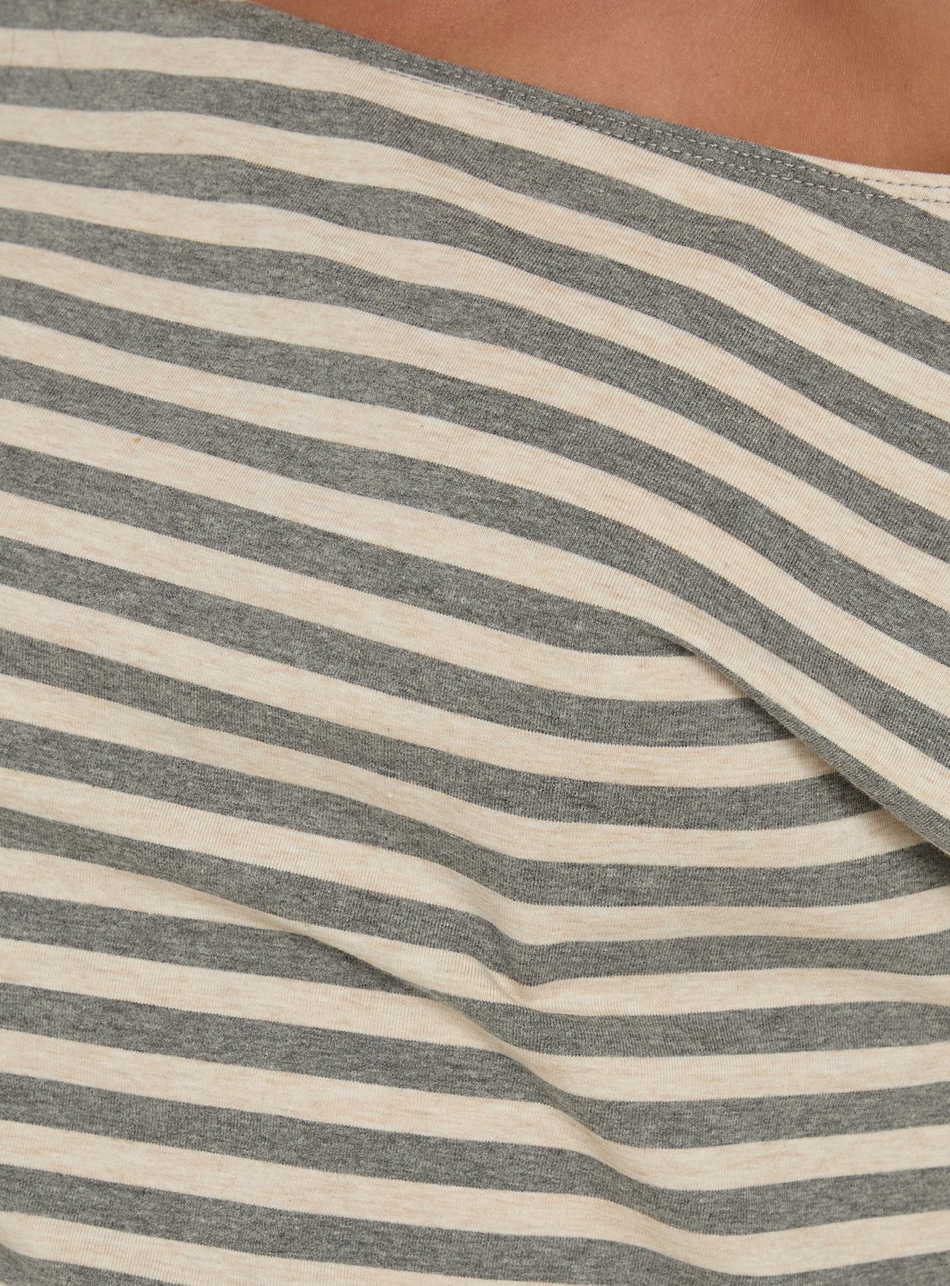 Self Control Off Shoulder Romper Grey Stripe
