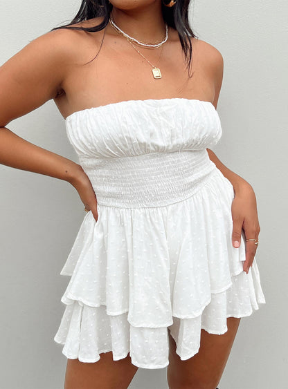 The Love Galore Strapless Playsuit White