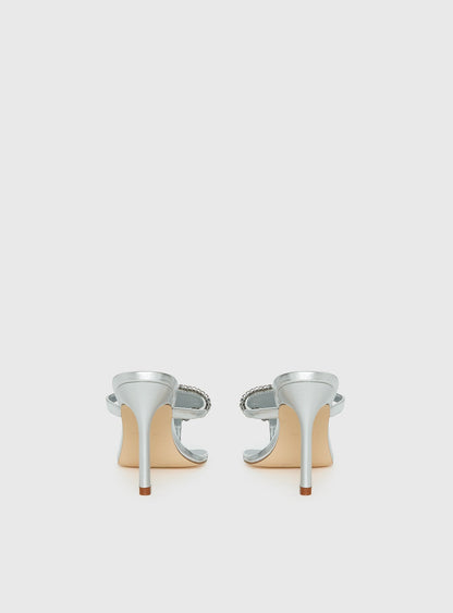 Miss You More Glitter Mesh Heels Silver